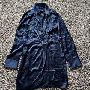 Reformation Satin Blue Keyhole Back Dress